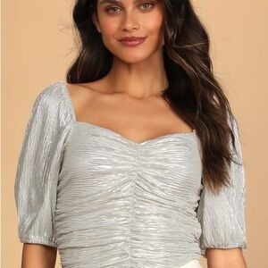 Silver Ruched Women's Top
